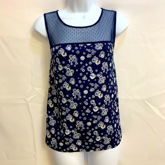 Jason Wu for Target Blue Floral Illusion Neck Tank Top - size Large - Picture 5 of 12